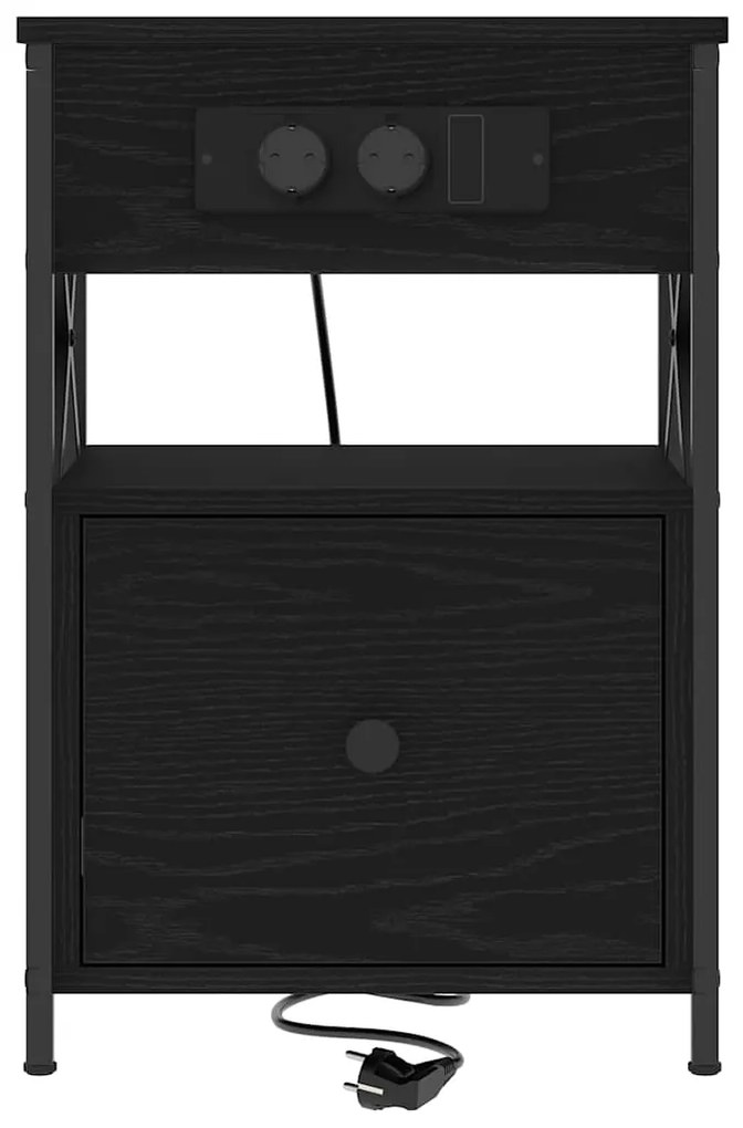 vidaXL Κομοδίνο Μαύρη δρυς 40 x 31 x 60 εκ. Επεξεργασμένο ξύλο