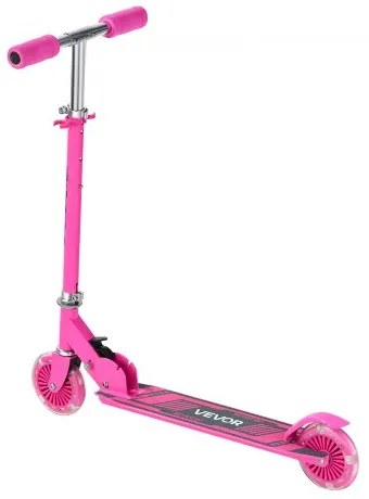 VEVOR Kick Scooter for Kids Ages 3+, 2-Wheel Toddler Scooter with Light-Up Wheels, Adjustable Height Handlebar, Wide Anti-Slip Deck, Foldable Lightweight Frame for Boys and Girls up to 49.9 kg, Pink