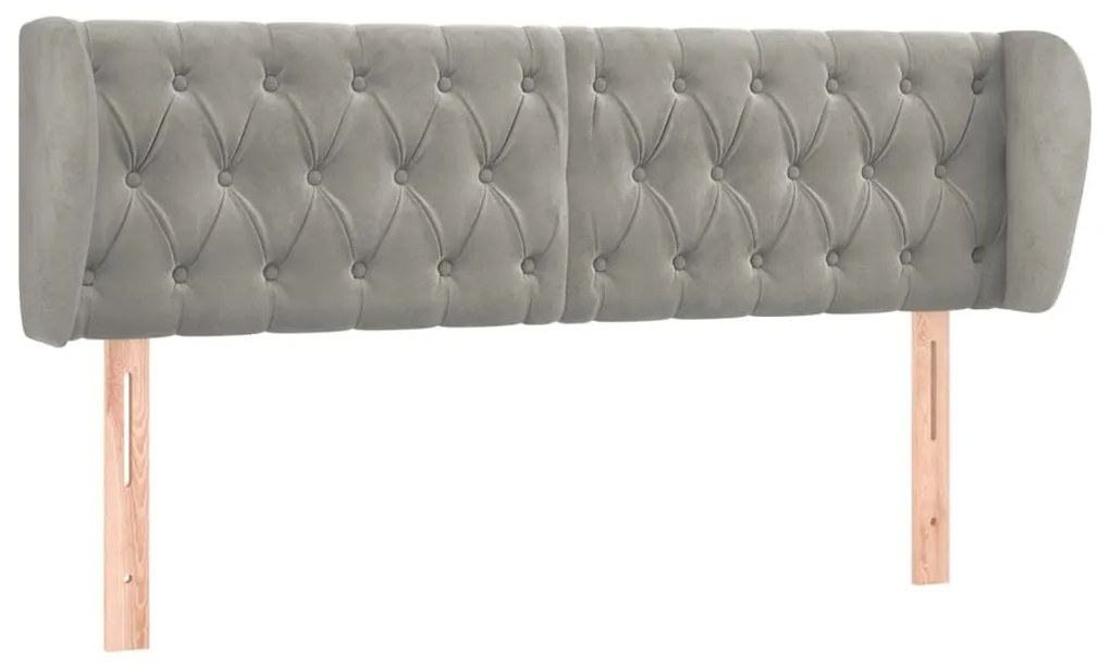 Κεφαλάρι με Πτερύγια Ανοιχτό Γκρι 163x23x78/88 εκ. Βελούδινο - Γκρι