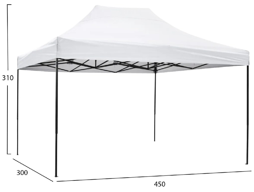 ΚΙΟΣΚΙ/GAZEBO MATTHEW HM6311 ΠΤΥΣΣΟΜΕΝΟ-ΣΚΕΛΕΤΟΣ ΜΕΤΑΛ.ΜΑΥΡΟΣ-ΛΕΥΚΟ ΥΦΑΣΜΑ 3x4,5x3,10Yμ