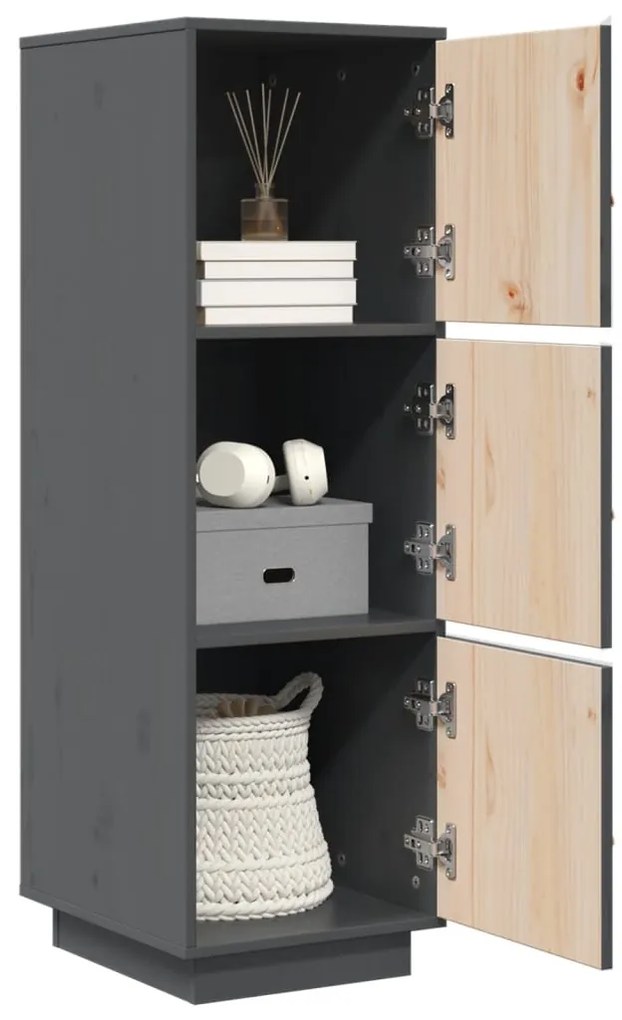 vidaXL Ντουλάπι Ψηλό Γκρι 34 x 40 x 108,5 εκ. από Μασίφ Ξύλο Πεύκου