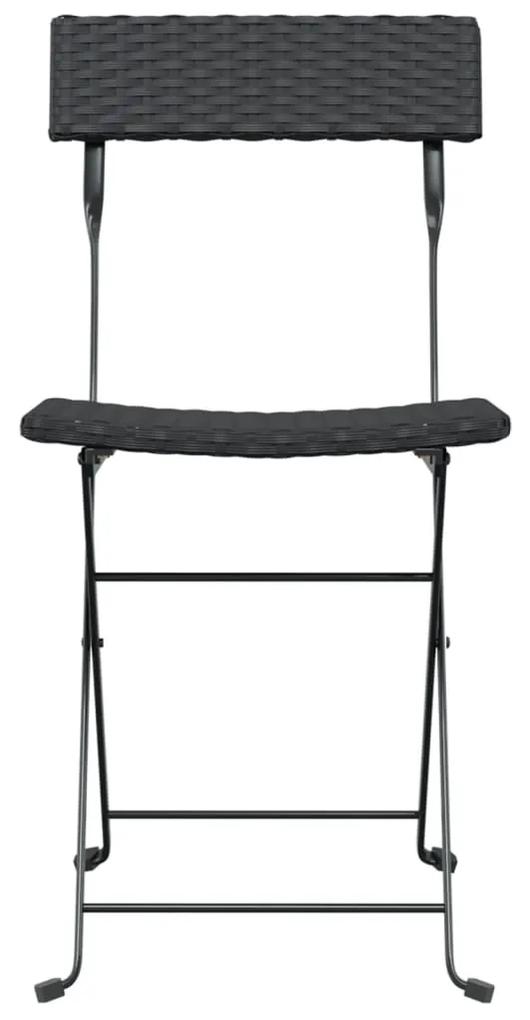 vidaXL Καρέκλες Bistro Πτυσσόμενες 2 τεμ. Μαύρο Συνθετικό Ρατάν&Ατσάλι