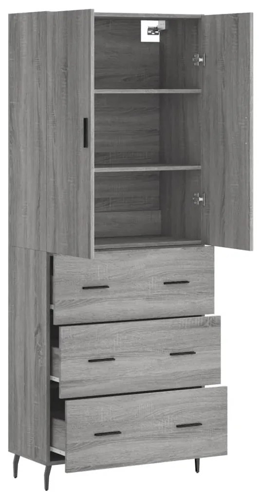 vidaXL Ντουλάπι Γκρι Sonoma 69,5 x 34 x 180 εκ. Επεξεργασμένο Ξύλο