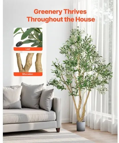 VEVOR 180cm Artificial Olive Tree Tall Fake Plant with Pot for Home Office