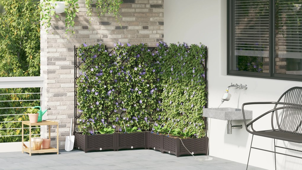vidaXL Γλάστρες Κήπου 1 τεμ Καφασωτό Καφέ 120 x 120 x 126 cm Πλαστικό