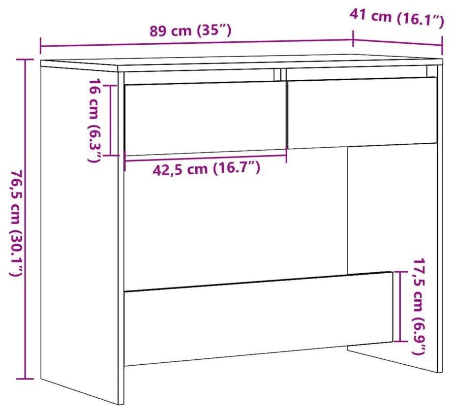 Τραπέζι Κονσόλα Αρτισιανή Δρυς 89x41x76,5 εκ Επεξεργασμένο Ξύλο - Καφέ