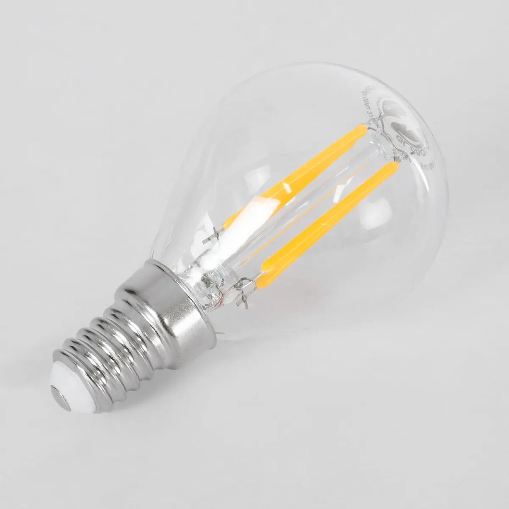 GloboStar 99003 Λάμπα LED Long Filament E14 G45 Γλομπάκι 4W 400lm 360° AC 220-240V IP20 Φ4.5 x Υ7.5cm Θερμό Λευκό 2700K με Διάφανο Γυαλί Dimmable - 3 Χρόνια Εγγύηση - 99003