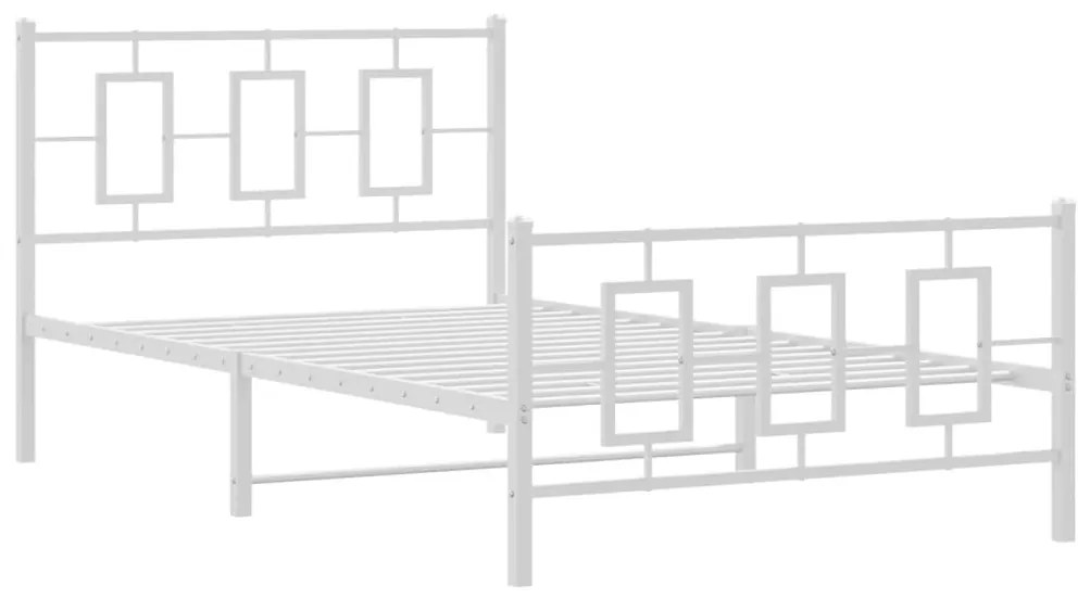 vidaXL Πλαίσιο Κρεβατιού με Κεφαλάρι/Ποδαρικό Λευκό 107x203 εκ Μέταλλο