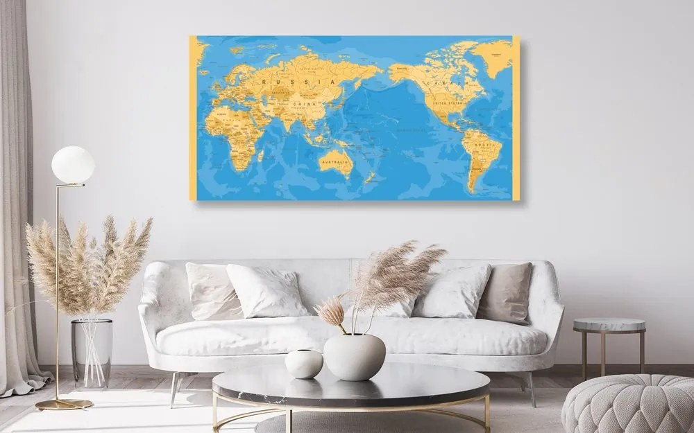 Εικόνα στον παγκόσμιο χάρτη φελλού σε ενδιαφέρον σχέδιο - 120x60  arrow