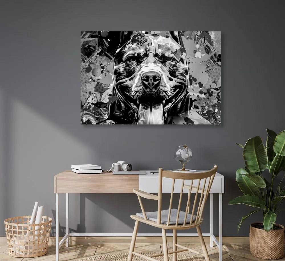Απεικόνιση σκύλου σε μαύρο & άσπρο - 90x60