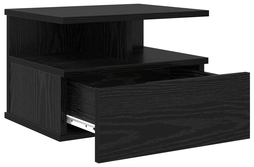 vidaXL Επιπλέουσα Κομοδίνα 2 τεμ Μαύρο Δρυς 40x31x27 εκ Επεξεργασμένο Ξύλο