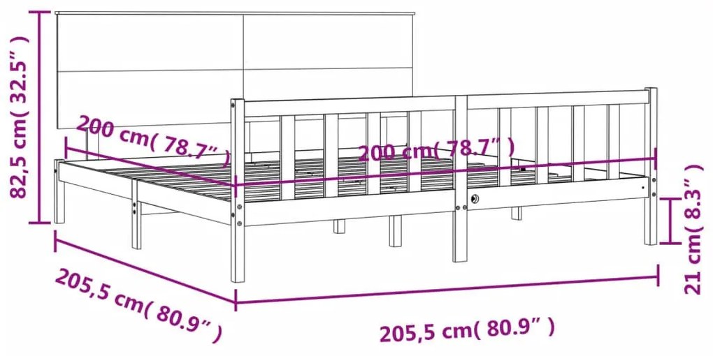 Σκελετός Κρεβ. Χωρίς Στρώμα Λευκό 200x200 εκ Μασίφ Πεύκο - Λευκό