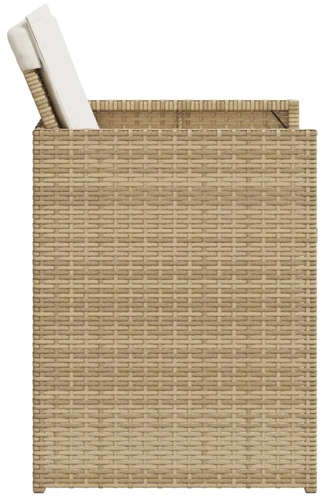 vidaXL Καρέκλες Κήπου 4 τεμ. Μπεζ Συνθετικό Ρατάν με Μαξιλάρια