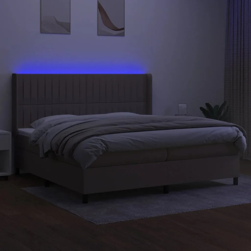 ΚΡΕΒΑΤΙ BOXSPRING ΜΕ ΣΤΡΩΜΑ &amp; LED TAUPE 200X200 ΕΚ. ΥΦΑΣΜΑΤΙΝΟ 3138505