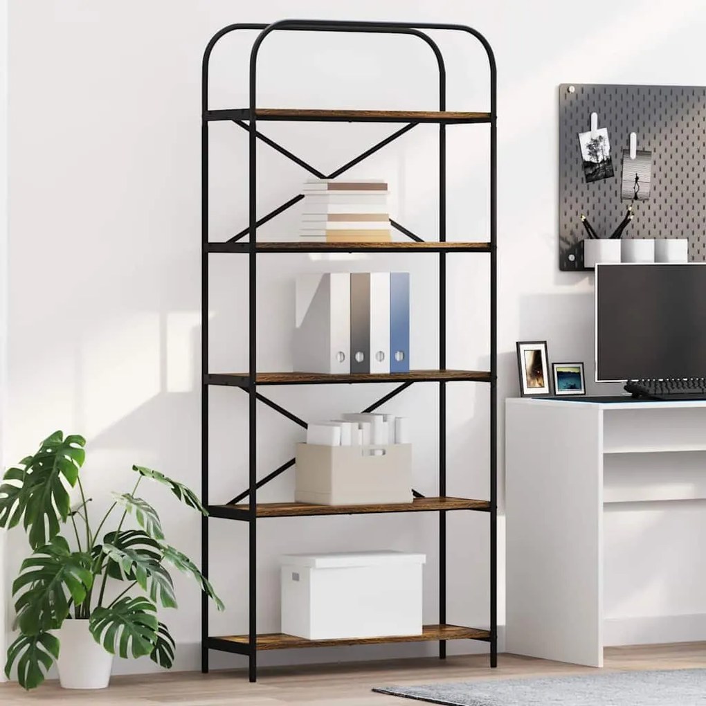 vidaXL Ράφι Βιβλίων Καπνιστή δρυς 80 x 30 x 183 εκ Επεξεργασμένο ξύλο
