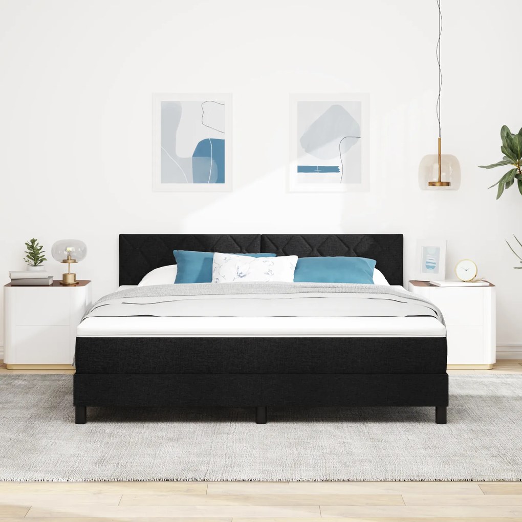 vidaXL Kρεβάτι Box Spring με Στρώμα Μαύρο 180x200 εκ. Υφασμάτινο