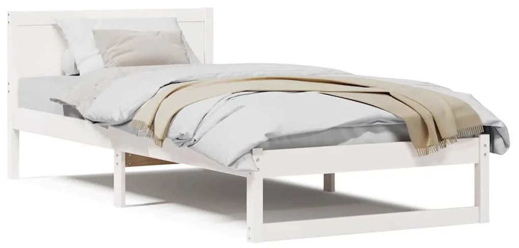 vidaXL Σκελετός Κρεβατιού Λευκό 90 x 200 cm Μασίφ ξύλο πεύκου