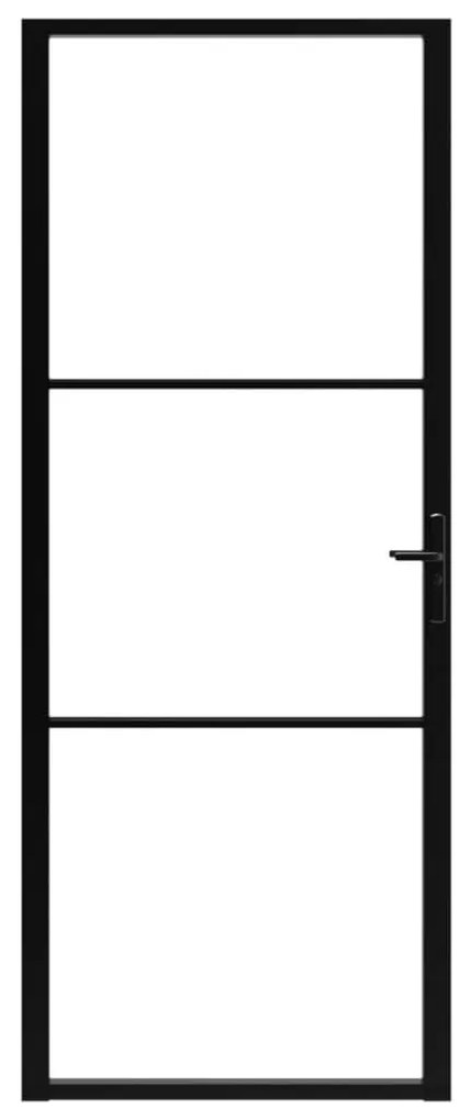 vidaXL Πόρτα Εσωτερική Μαύρη 83 x 201,5 εκ. από Γυαλί ESG / Αλουμίνιο