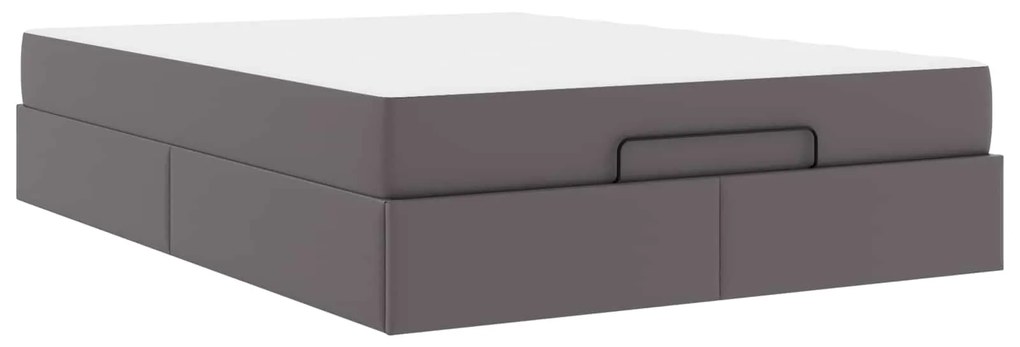 Σκελετός κρεβατιού με στρώμα με στρώμα 2 pcs Γκρι PVC