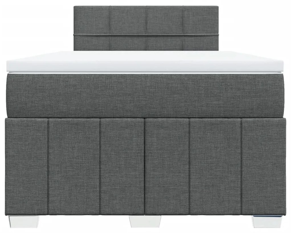 Κρεβάτι Boxspring με Στρώμα Σκούρο Γκρι 120x200 εκ. Υφασμάτινο - Γκρι