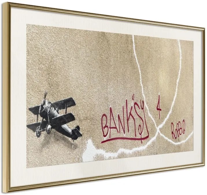 Αφίσα - Banksy: Love Plane - 30x20 - Χρυσό - Με πασπαρτού