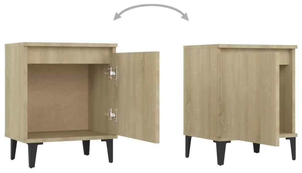 vidaXL Κομοδίνα Sonoma Δρυς 40 x 30 x 50 εκ. με Μεταλλικά Πόδια