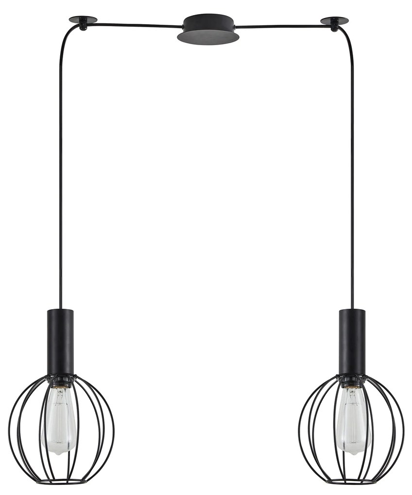 SE21-BL-4-BL2-GR2 ADEPT TUBE Black Pendant Black Metal Grid+