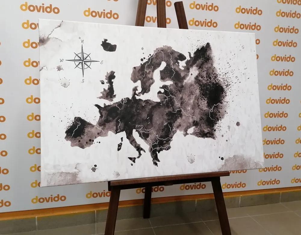 Εικόνα στο φελλό ενός ρετρό χάρτη της Ευρώπης σε ασπρόμαυρο - 120x80  place