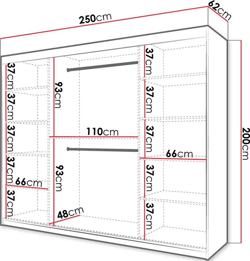 Ντουλάπα συρόμενη 250 Riflo Slim 2-Leuko