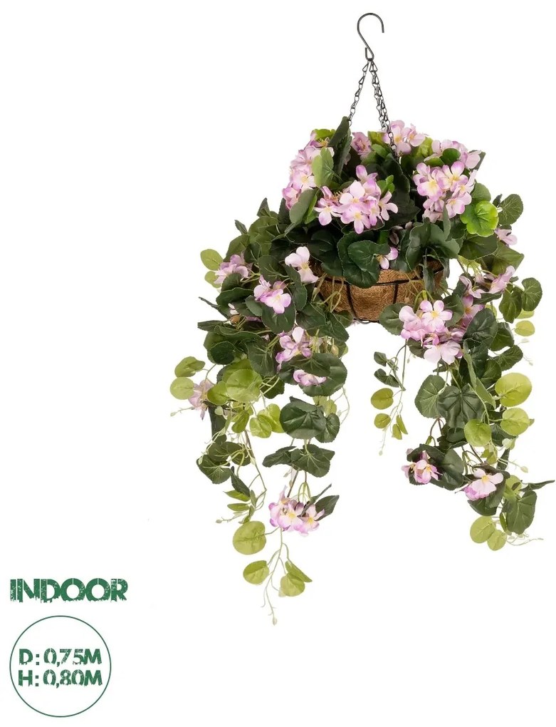20639 GloboStar®  Artificial Garden BEGONIA HANGING PLANT 20639 Τεχνητό Κρεμαστό Διακοσμητικό Φυτό Βιγόνια Π75 x Μ75 x Y80cm