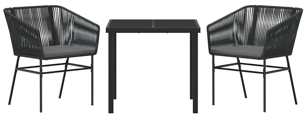 vidaXL Σέτ φαγητού για κήπο 3 pcs Μαύρο Χάλυβας με επίστρωση πούδρας