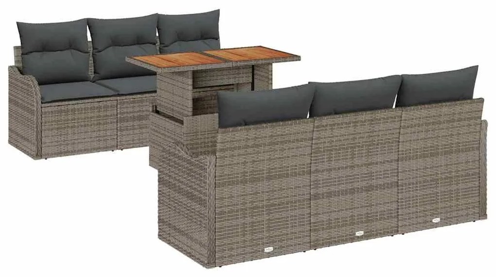 vidaXL Σετ Καναπέ Κήπου με μαξιλάρι 7 pcs Γκρι