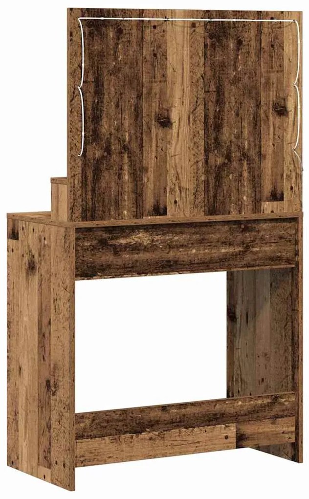 vidaXL Τραπέζι Μακιγιάζ με ράφι Παλαιό ξύλο 79 x 41 x 135 cm