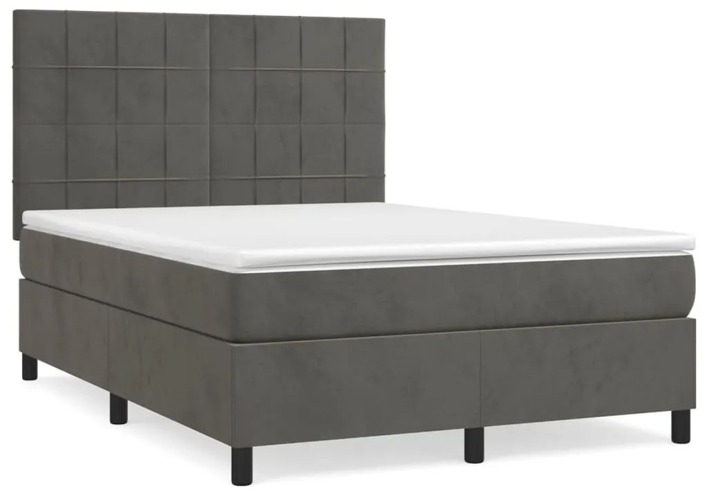 ΚΡΕΒΑΤΙ BOXSPRING ΜΕ ΣΤΡΩΜΑ ΣΚΟΥΡΟ ΓΚΡΙ 140X200 ΕΚ. ΒΕΛΟΥΔΙΝΟ 3143026