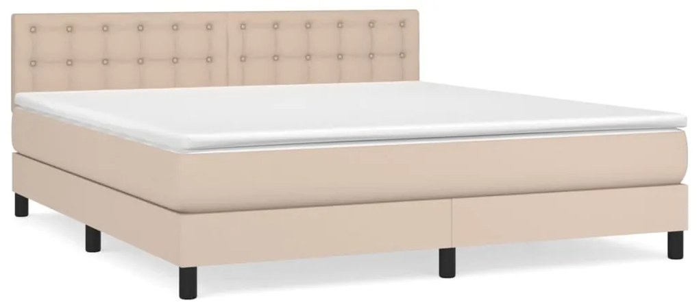 vidaXL Κρεβάτι Boxspring με Στρώμα Καπουτσίνο 160x200εκ.από Συνθ.Δέρμα