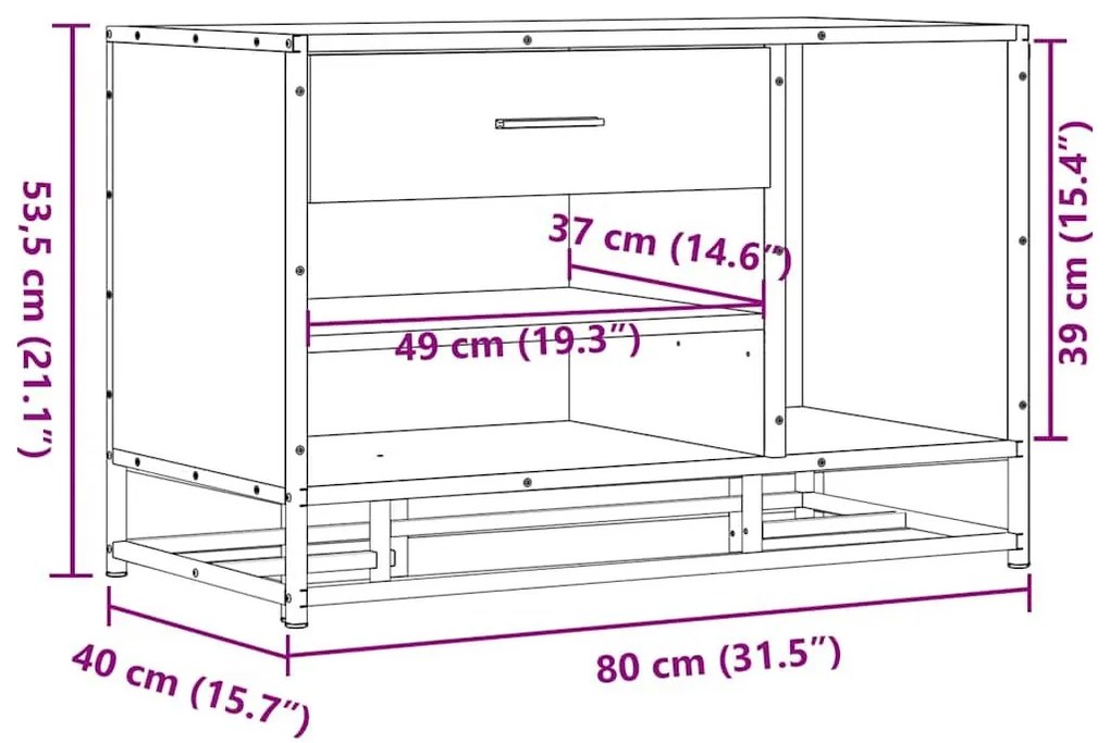 Πάγκος παπουτσιών καφέ δρυς 80x40x53,5 cm - Καφέ