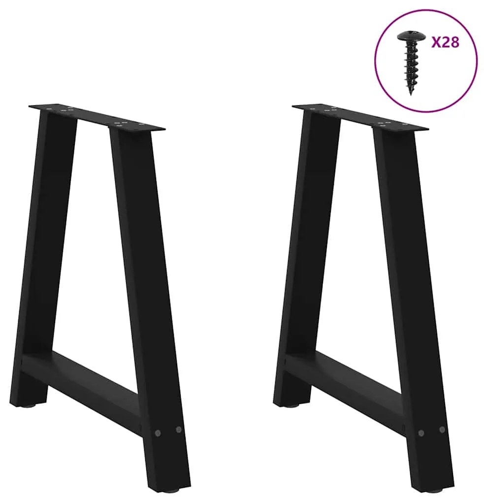 vidaXL Πόδια Τραπεζαρίας σε Σχήμα Α, 2 τεμ. Μαύρο, Ατσάλι 80x(72-73) εκ.
