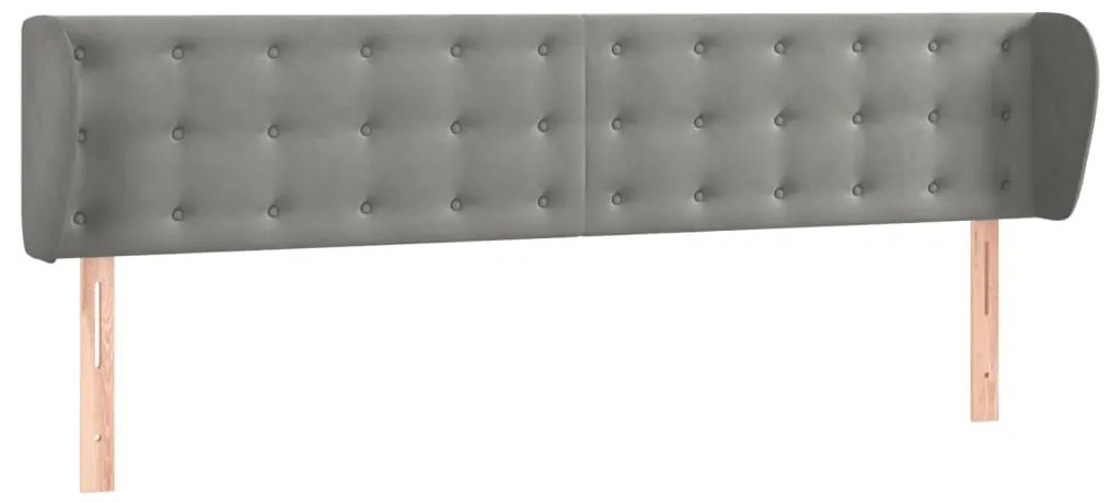 vidaXL Κεφαλάρι με Πτερύγια Ανοιχτό Γκρι 203x23x78/88 εκ. Βελούδινο