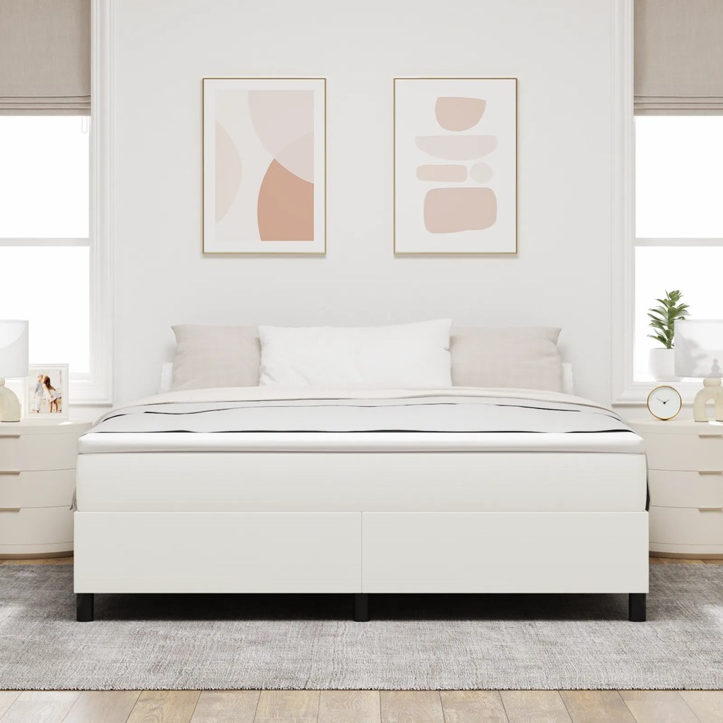 vidaXL Κρεβάτι Box Spring Κρεμ Σούπερ Κινγκ Με Καπιτονέ Ύφασμα