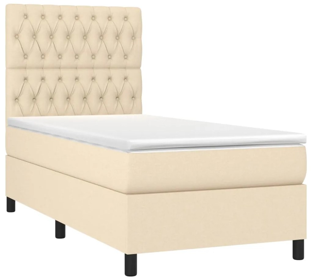 ΚΡΕΒΑΤΙ BOXSPRING ΜΕ ΣΤΡΩΜΑ ΚΡΕΜ 90X190 ΕΚ.ΥΦΑΣΜΑΤΙΝΟ 3141982