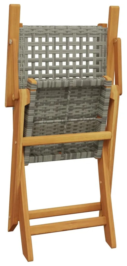 vidaXL Σετ Επίπλων Bistro 3 Τεμαχίων Γκρι Ρατάν/Μασίφ Ξύλο