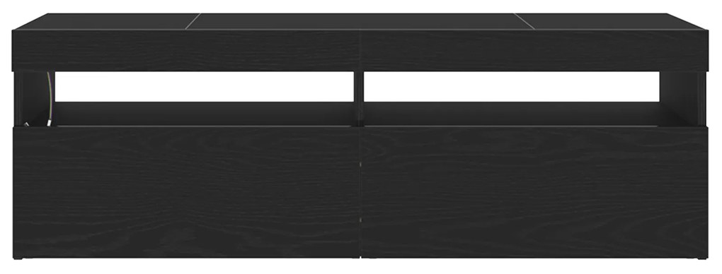 vidaXL Ντουλάπα τηλεόρασης με LED Μαύρη Δρύς 120x35x40 εκ. Επεξεργασμένο ξύλο