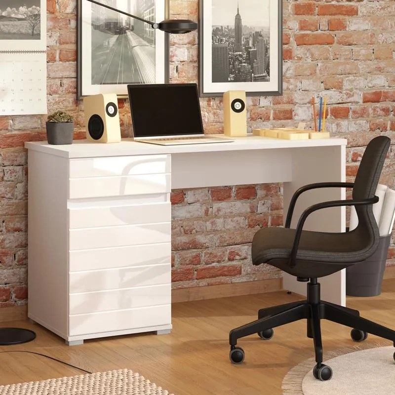 Γραφείο Elan Opaque Λευκό Γυαλιστερό 130x50x76 εκ. 130x50x76 εκ.