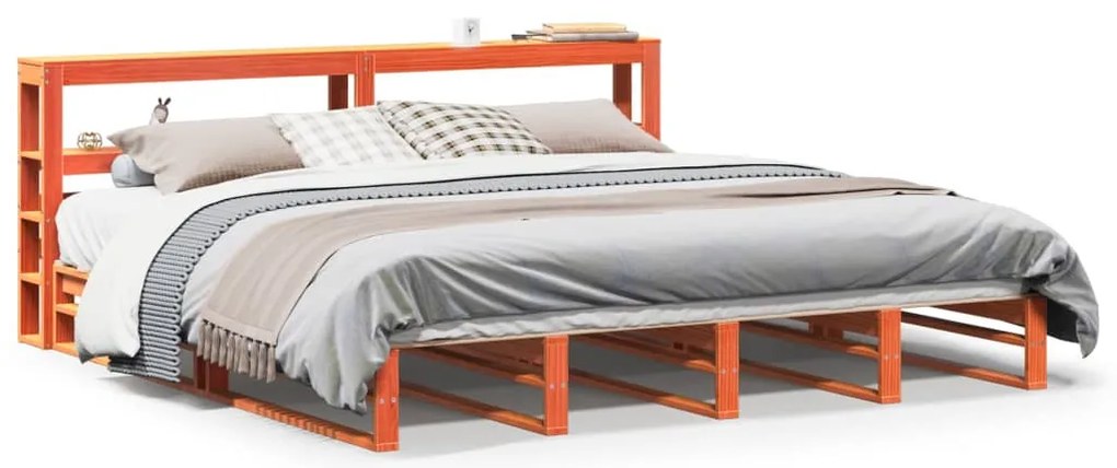 vidaXL Σκελετός Κρεβ. Χωρίς Στρώμα Καφέ Κεριού 200x200 εκ Μασίφ Πεύκο