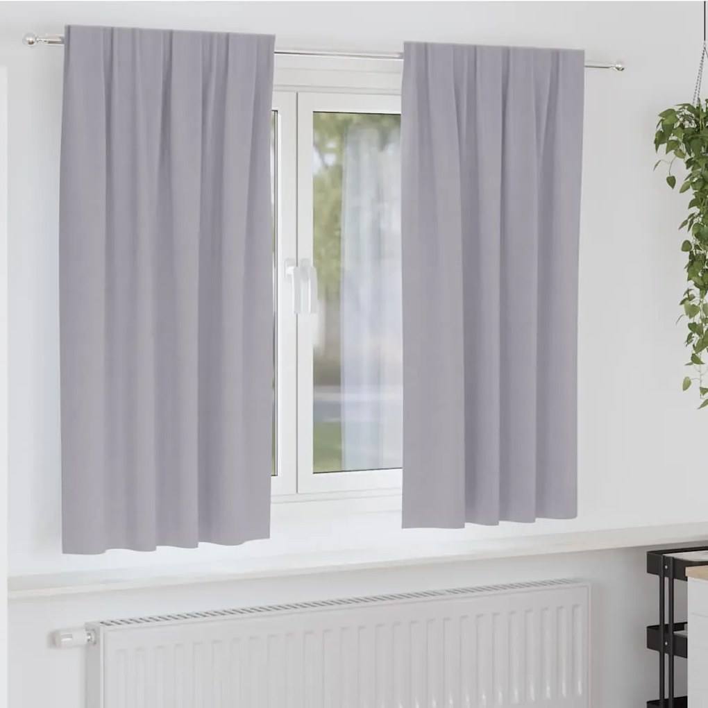 vidaXL Κουρτίνες με κουρτίνες 2 pcs Μεταλλικό Γκρι Πολυεστέρας