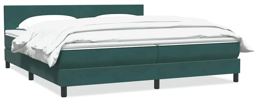 Κρεβάτι Boxspring με Στρώμα Σκούρο Πράσινο 180x210εκ. Βελούδινο - Πράσινο