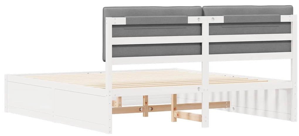 vidaXL Σκελετός Κρεβατιού με Επενδεδυμένο Κεφαλάρι Ανοιχτό γκρι