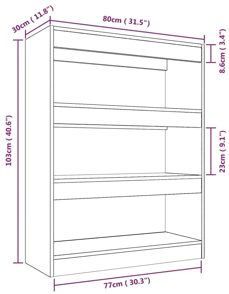 ΒΙΒΛΙΟΘΗΚΗ/ΔΙΑΧΩΡ. ΧΩΡΟΥ ΜΑΥΡΟ 80X30X103 ΕΚ. ΕΠΕΞΕΡΓΑΣΜΕΝΟ ΞΥΛΟ 811701