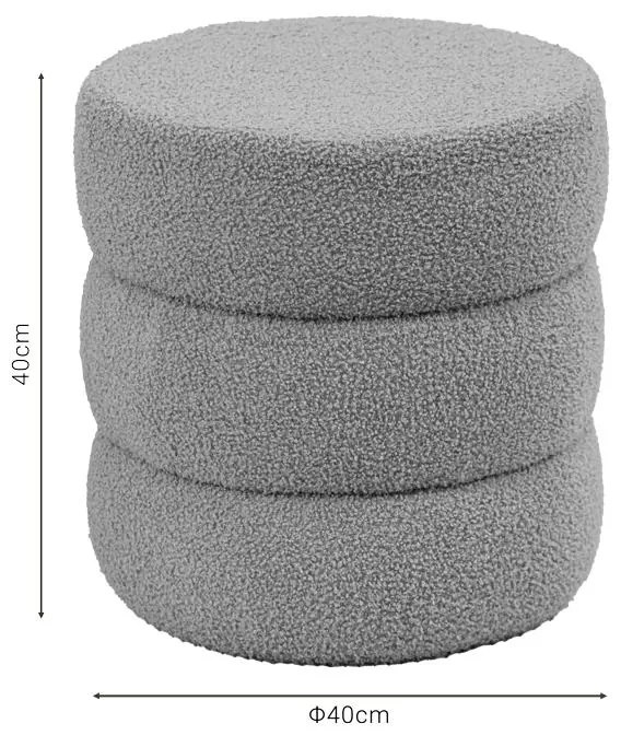 Σκαμπό-πουφ Kioto μπουκλέ καφέ Φ40x40εκ 40x40x40 εκ.