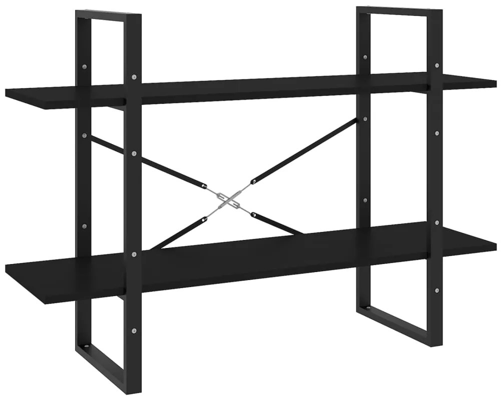 vidaXL Βιβλιοθήκη με 2 Ράφια Μαύρη 100 x 30 x 70 εκ. από Επεξ. Ξύλο